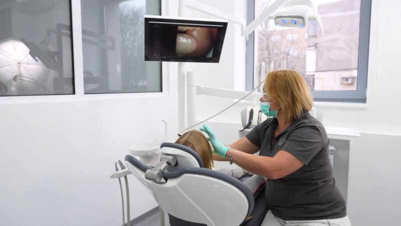 Female dentist in her dental office