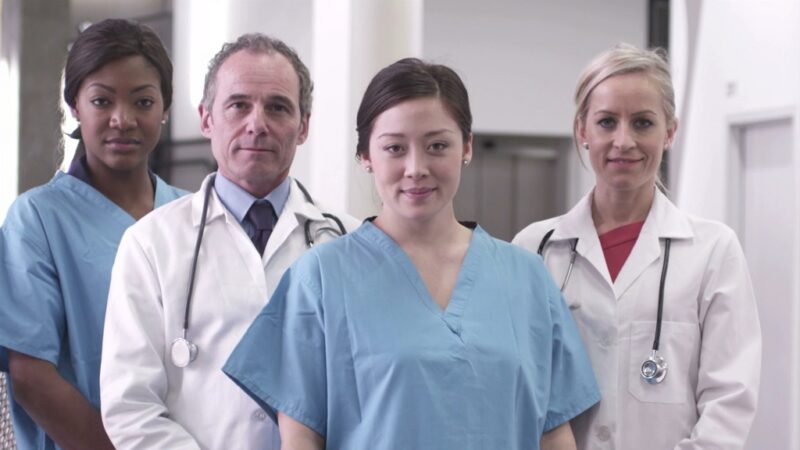 Hospital team of doctors and nurses